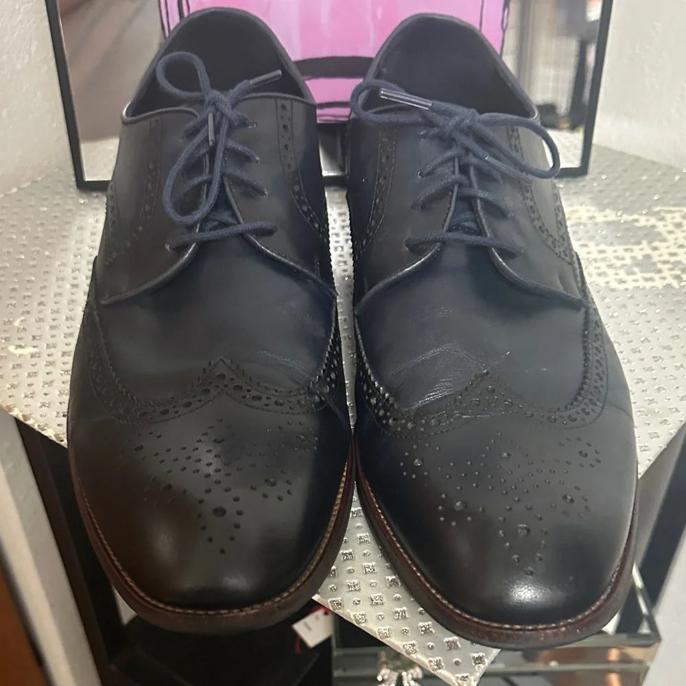 Zanzara Classic Navy Blue Oxford Shoes, Size 12